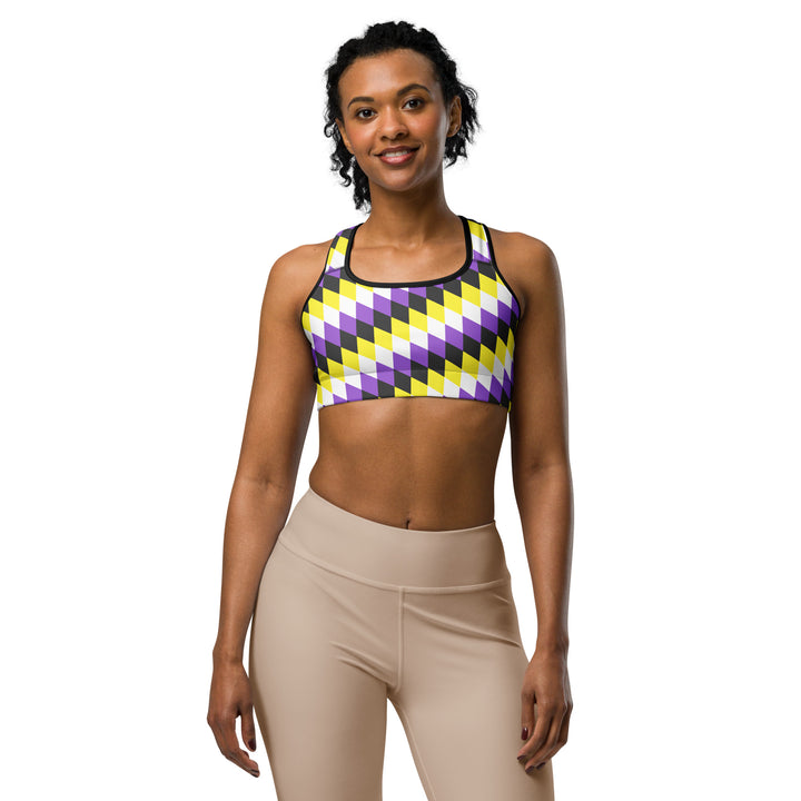 Non Binary Pride Flag Diamonds Sports Bra Sports Bras The Rainbow Stores