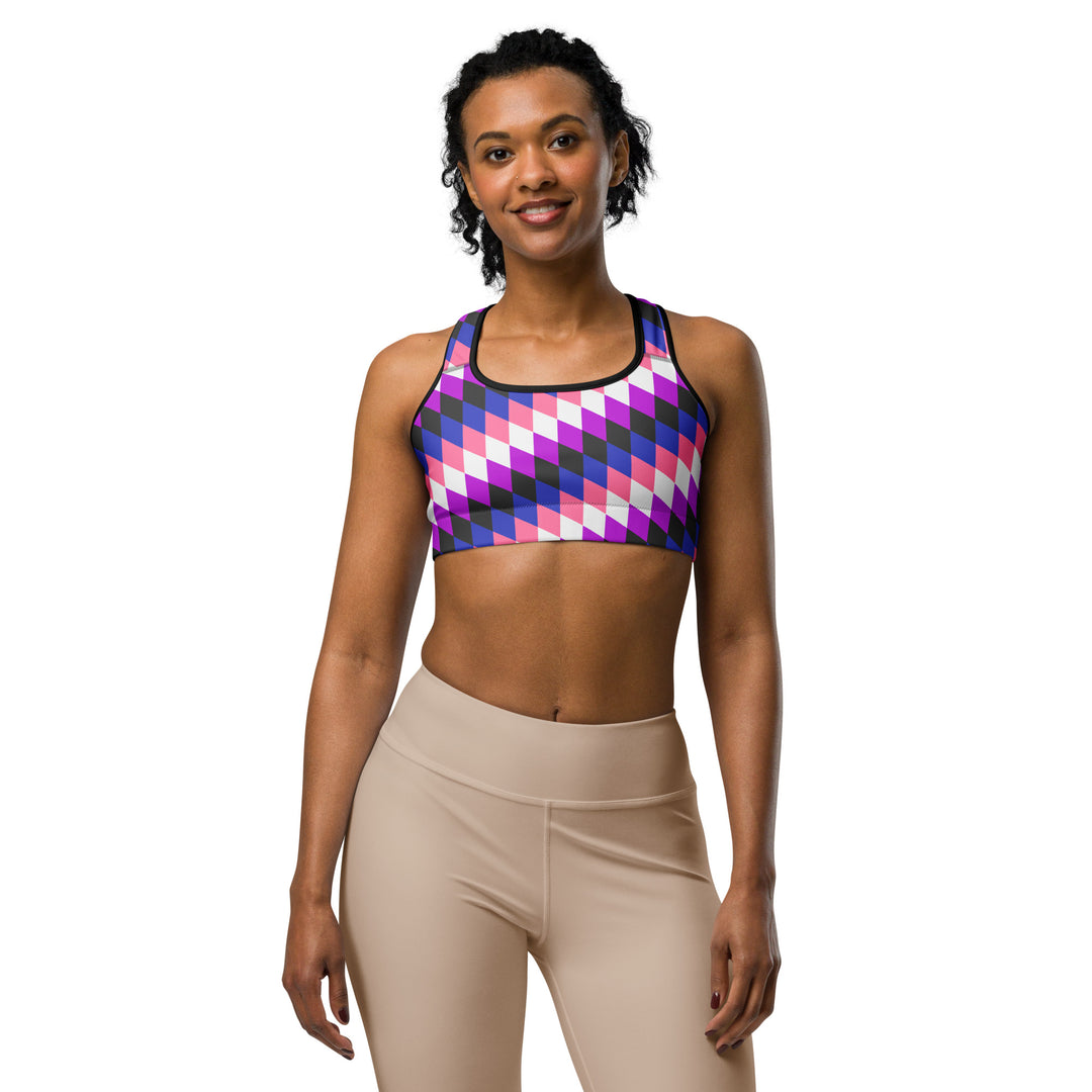 Gender Fluid Pride Flag Diamonds Sports Bra Sports Bras The Rainbow Stores