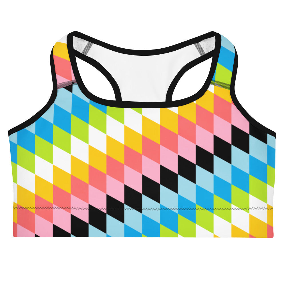 Queer Pride Flag Diamonds Sports Bra Sports Bras The Rainbow Stores