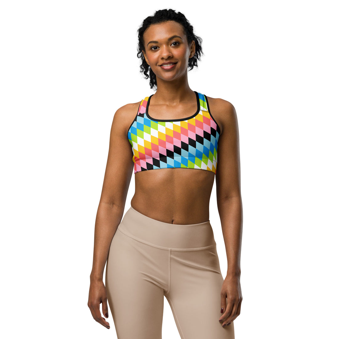 Queer Pride Flag Diamonds Sports Bra Sports Bras The Rainbow Stores