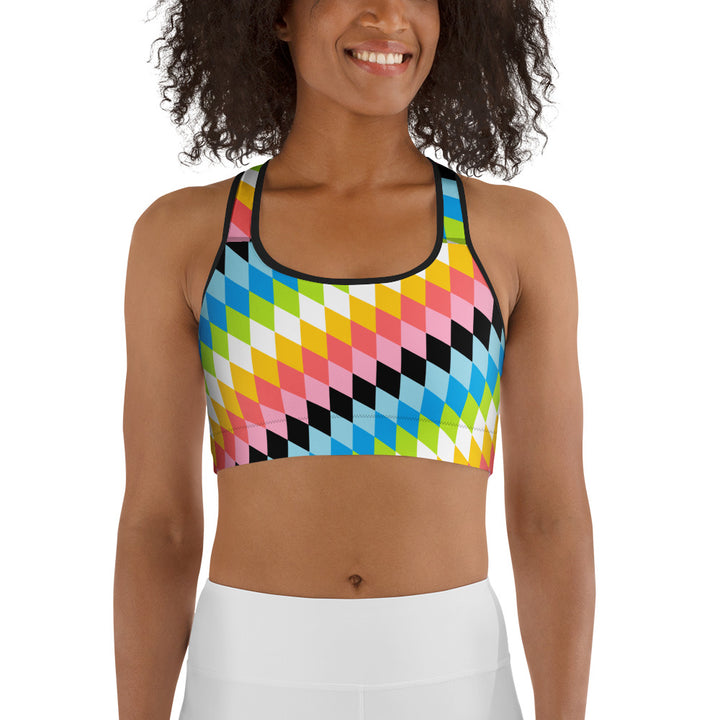 Queer Pride Flag Diamonds Sports Bra Sports Bras The Rainbow Stores