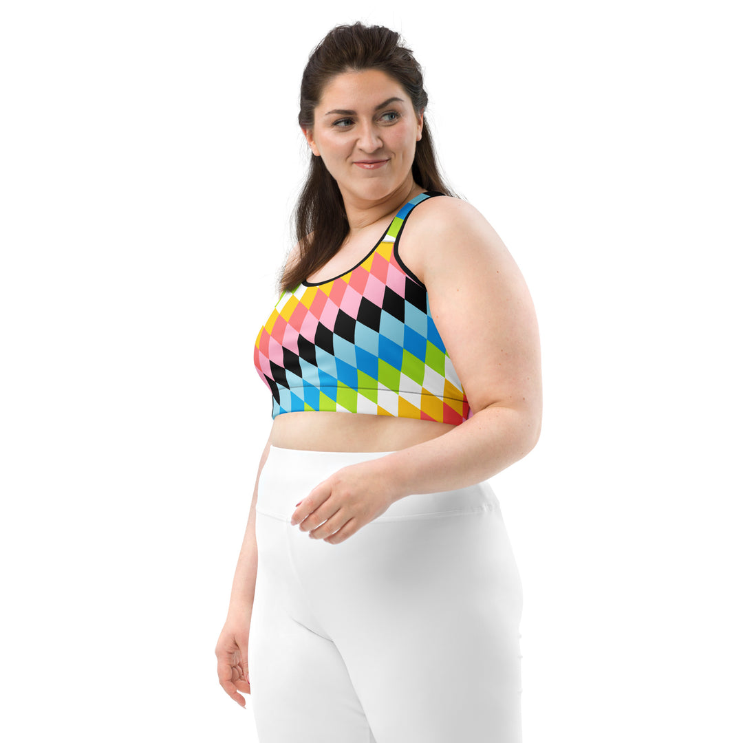 Queer Pride Flag Diamonds Sports Bra Sports Bras The Rainbow Stores