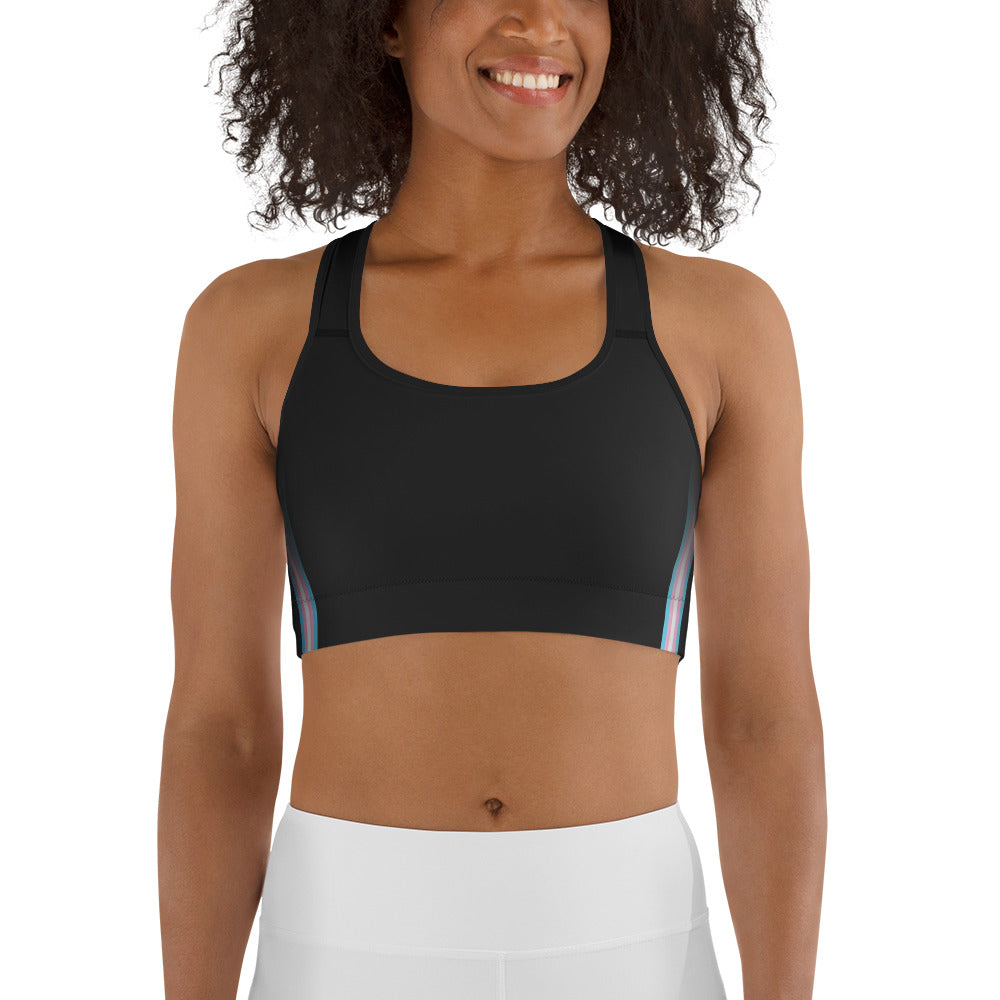 Trans Pride Flag Side Fade Sports Bra Sports Bras The Rainbow Stores