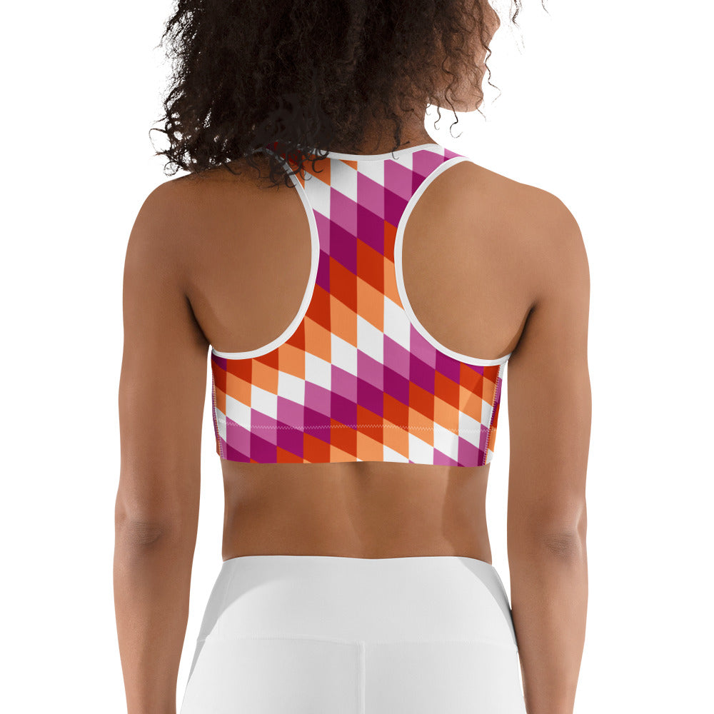 Lesbian Pride Flag Diamonds Sports Bra Sports Bras The Rainbow Stores