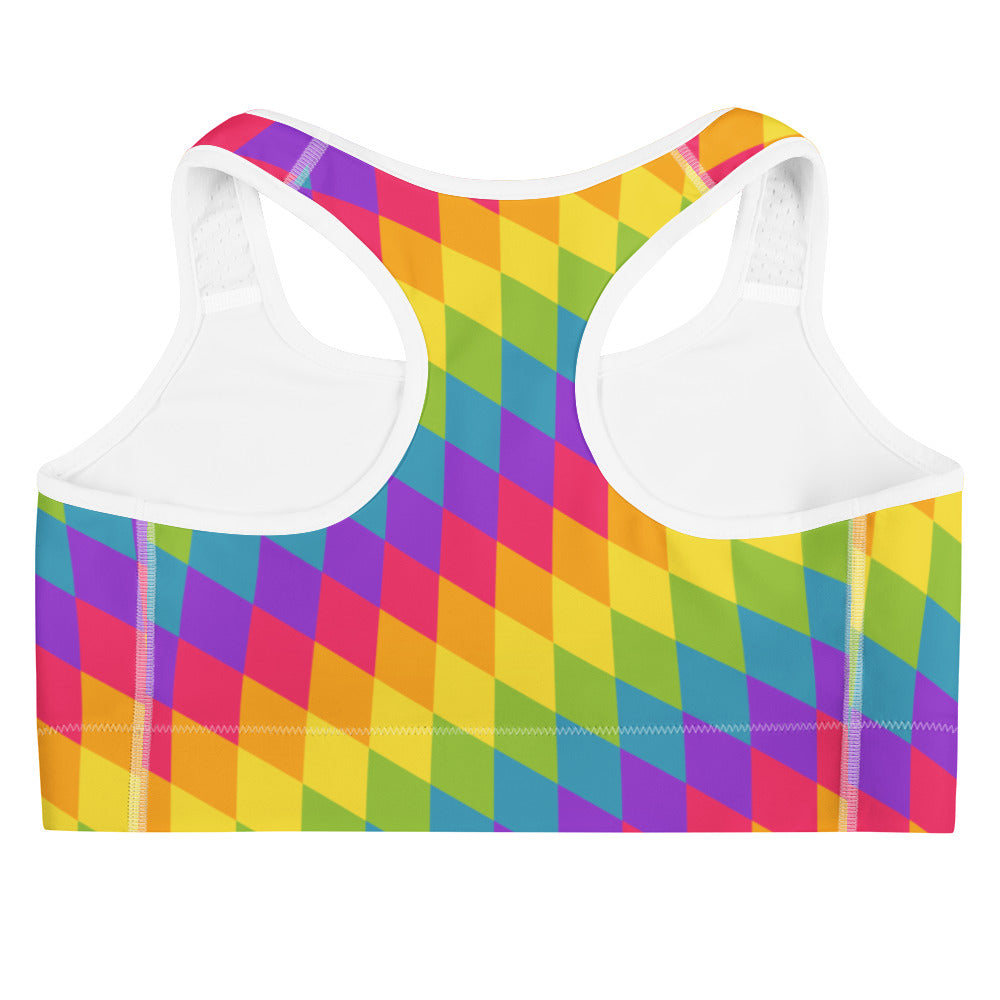 Rainbow Pride Flag Diamonds Sports Bra Sports Bras The Rainbow Stores