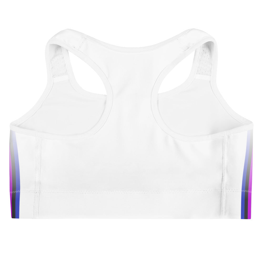 Gender Fluid Pride Flag Side Fade White Sports Bra Sports Bras The Rainbow Stores