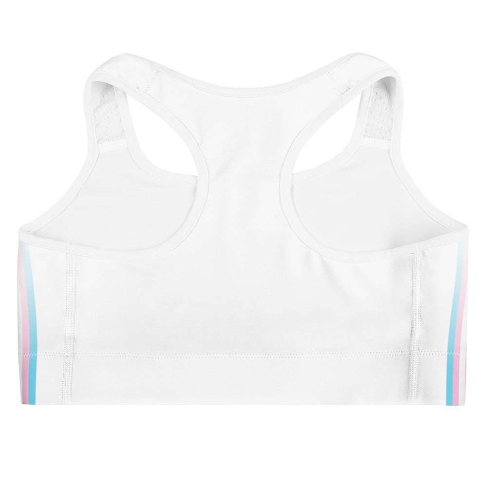 Trans Pride Flag Side Fade White Sports Bra Sports Bras The Rainbow Stores
