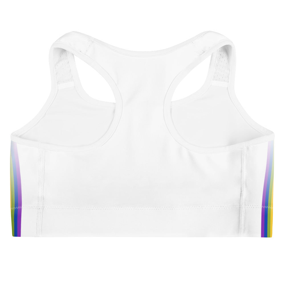 Rainbow Pride Flag Side Fade White Sports Bra Sports Bras The Rainbow Stores