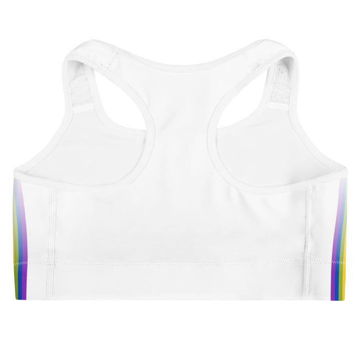 Rainbow Pride Flag Side Fade White Sports Bra Sports Bras The Rainbow Stores