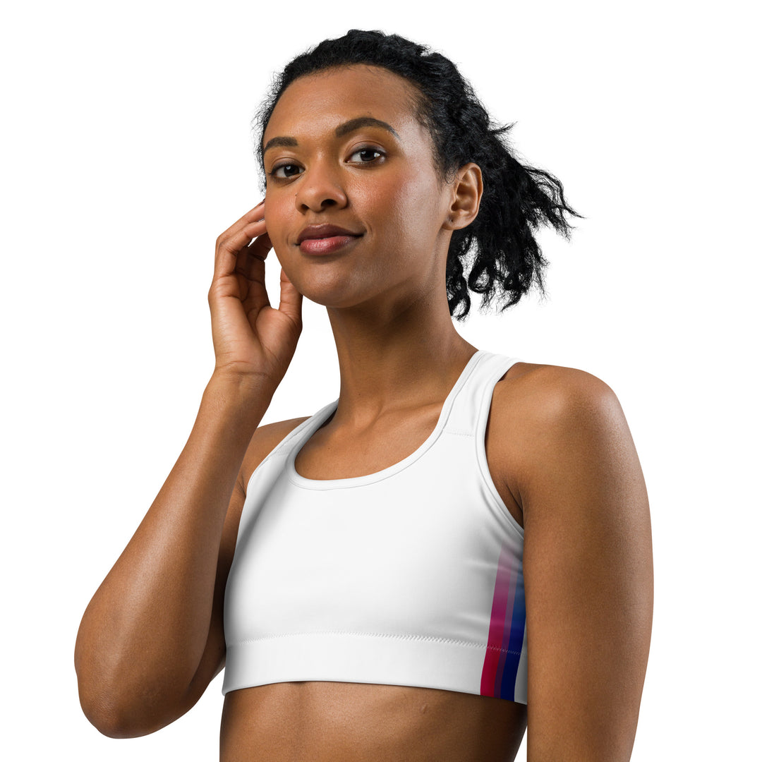 Bisexual Pride Flag Side Fade White Sports Bra Sports Bras The Rainbow Stores