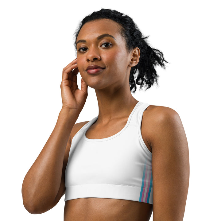 Trans Pride Flag Side Fade White Sports Bra Sports Bras The Rainbow Stores