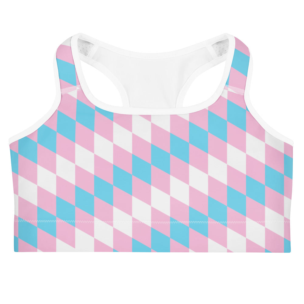 Trans Pride Flag Diamonds Sports Bra Sports Bras The Rainbow Stores