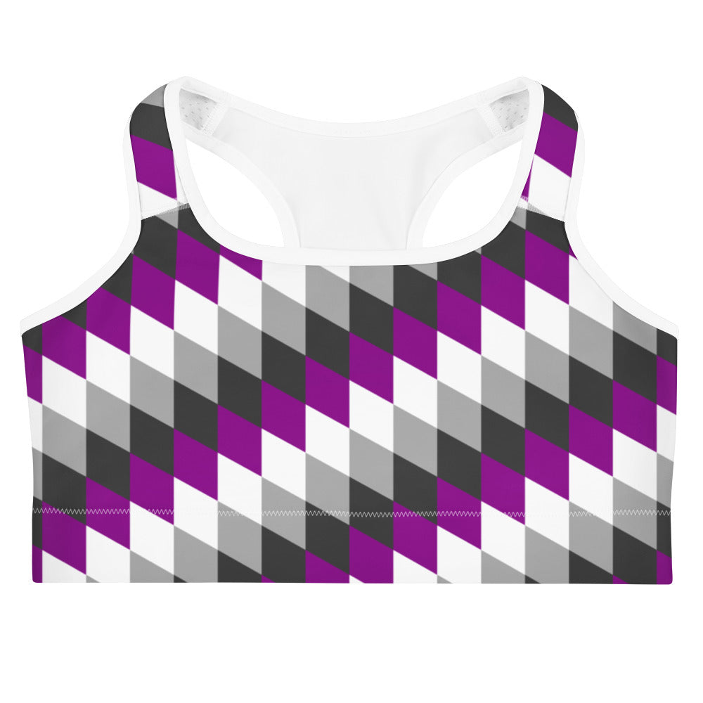 Asexual Pride Flag Diamonds Sports Bra Sports Bras The Rainbow Stores