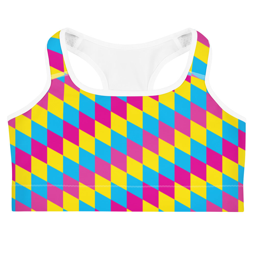 Pansexual Pride Flag Diamonds Sports Bra Sports Bras The Rainbow Stores