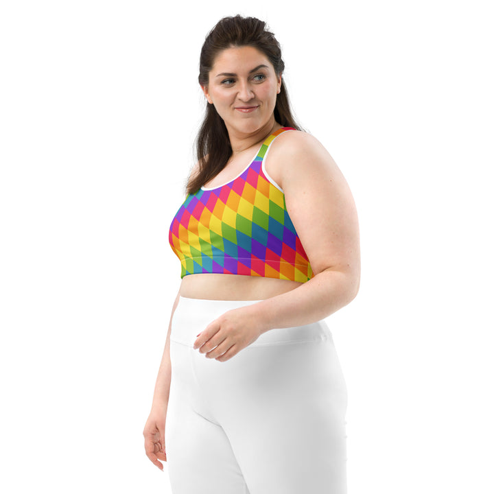 Rainbow Pride Flag Diamonds Sports Bra Sports Bras The Rainbow Stores
