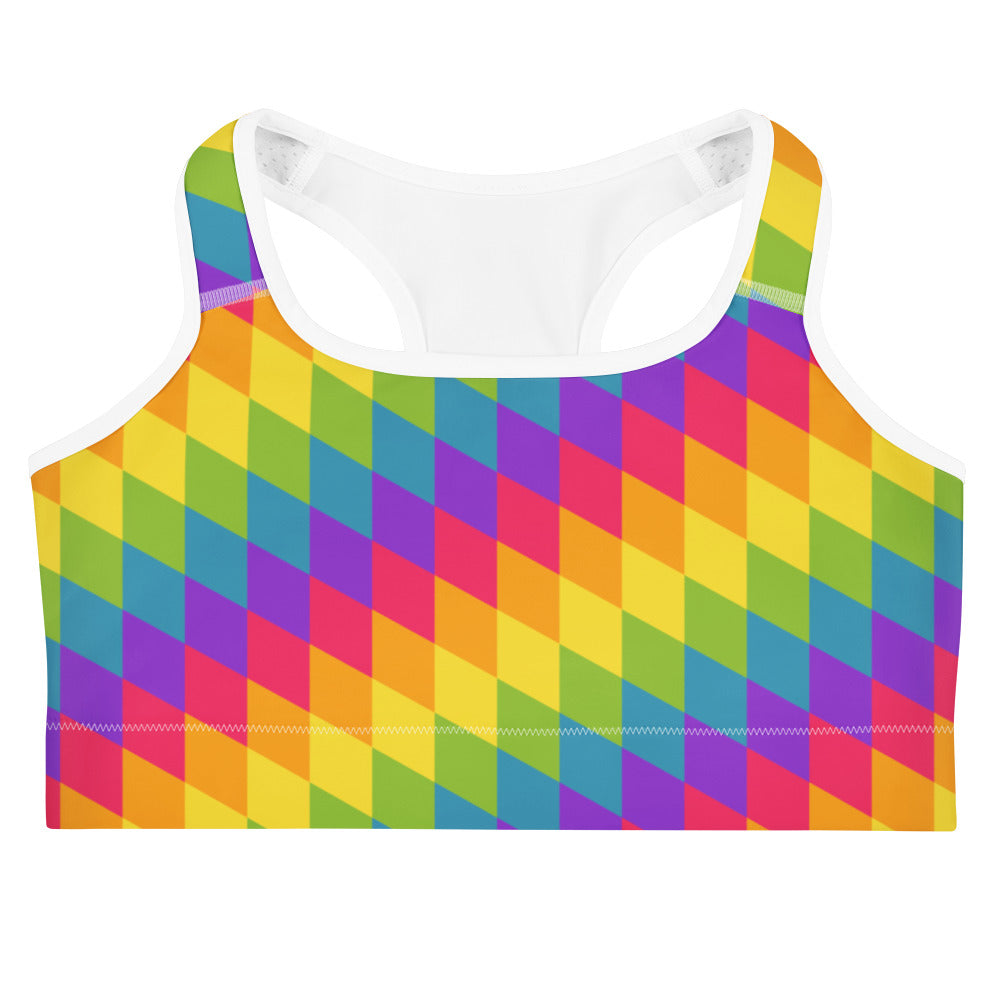 Rainbow Pride Flag Diamonds Sports Bra Sports Bras The Rainbow Stores