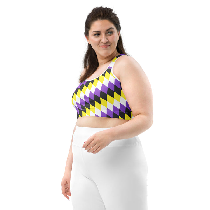 Non Binary Pride Flag Diamonds Sports Bra Sports Bras The Rainbow Stores