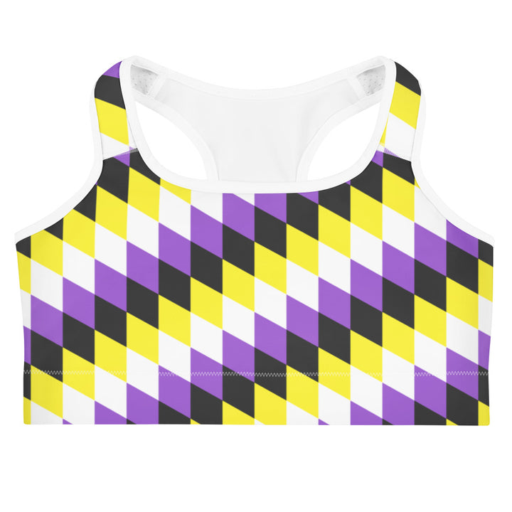 Non Binary Pride Flag Diamonds Sports Bra Sports Bras The Rainbow Stores