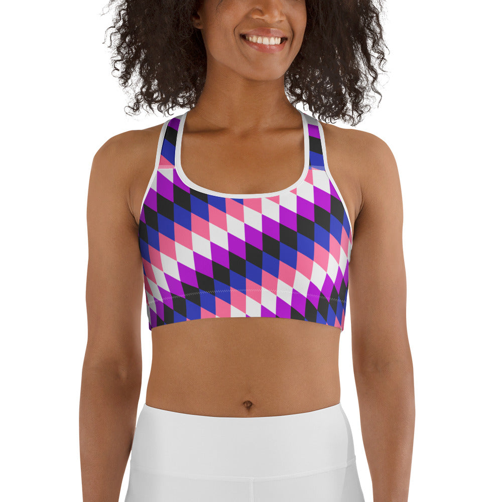 Gender Fluid Pride Flag Diamonds Sports Bra Sports Bras The Rainbow Stores