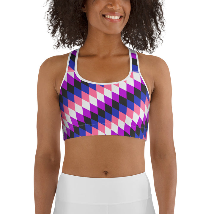 Gender Fluid Pride Flag Diamonds Sports Bra Sports Bras The Rainbow Stores