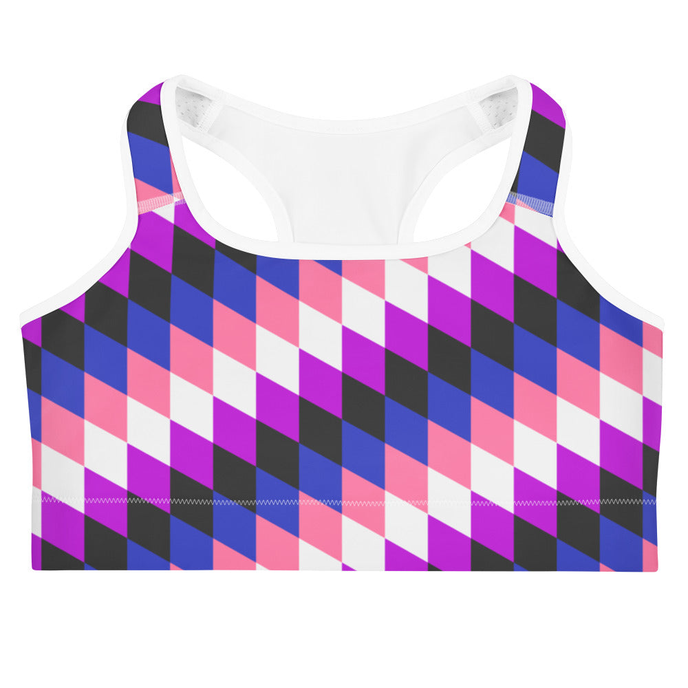 Gender Fluid Pride Flag Diamonds Sports Bra Sports Bras The Rainbow Stores