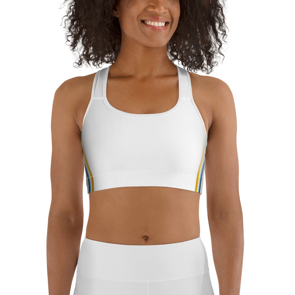 Aroace Pride Flag Side Fade White Sports Bra Sports Bras The Rainbow Stores