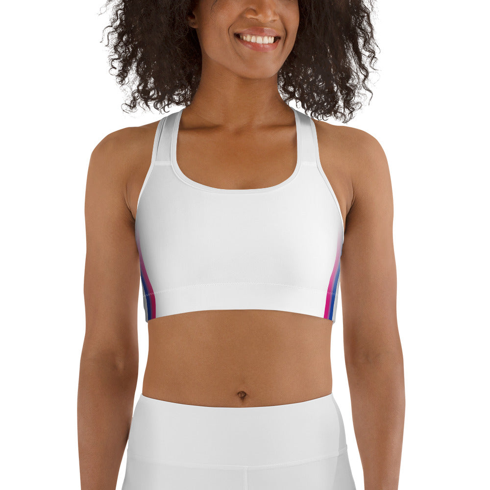 Bisexual Pride Flag Side Fade White Sports Bra Sports Bras The Rainbow Stores