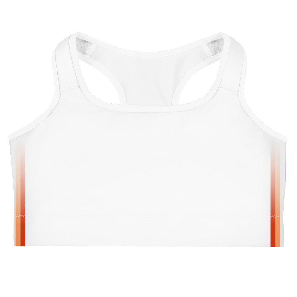 Lesbian Pride Flag Side Fade White Sports Bra Sports Bras The Rainbow Stores