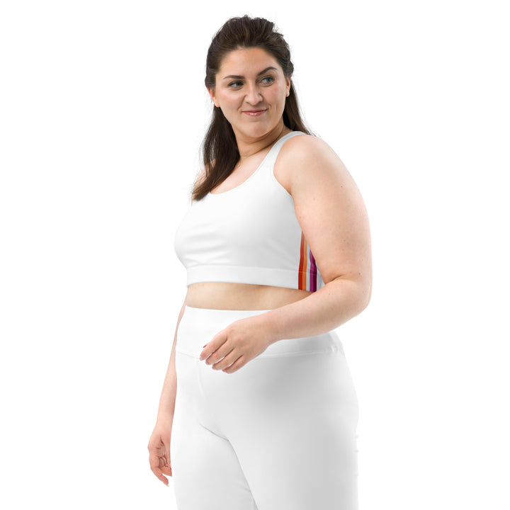 Lesbian Pride Flag Side Fade White Sports Bra Sports Bras The Rainbow Stores
