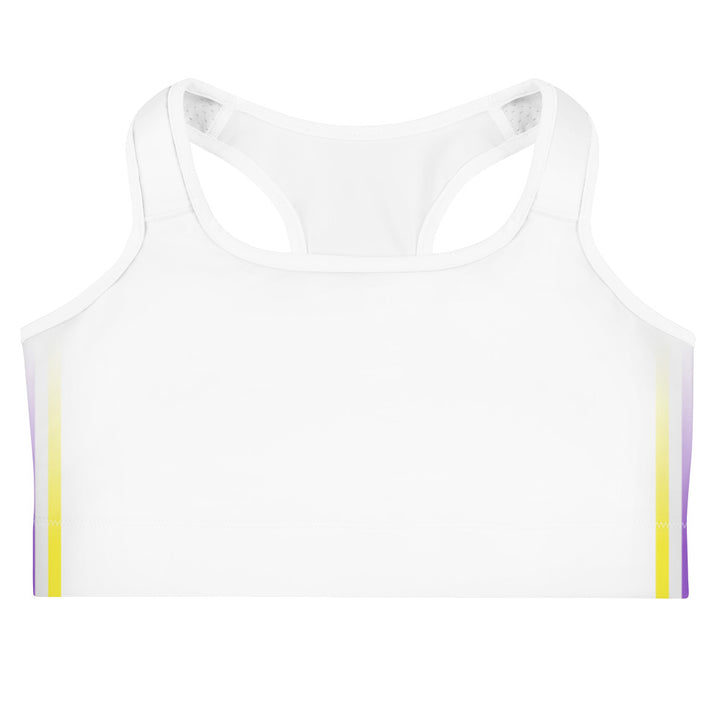 Non Binary Pride Flag Side Fade White Sports Bra Sports Bras The Rainbow Stores