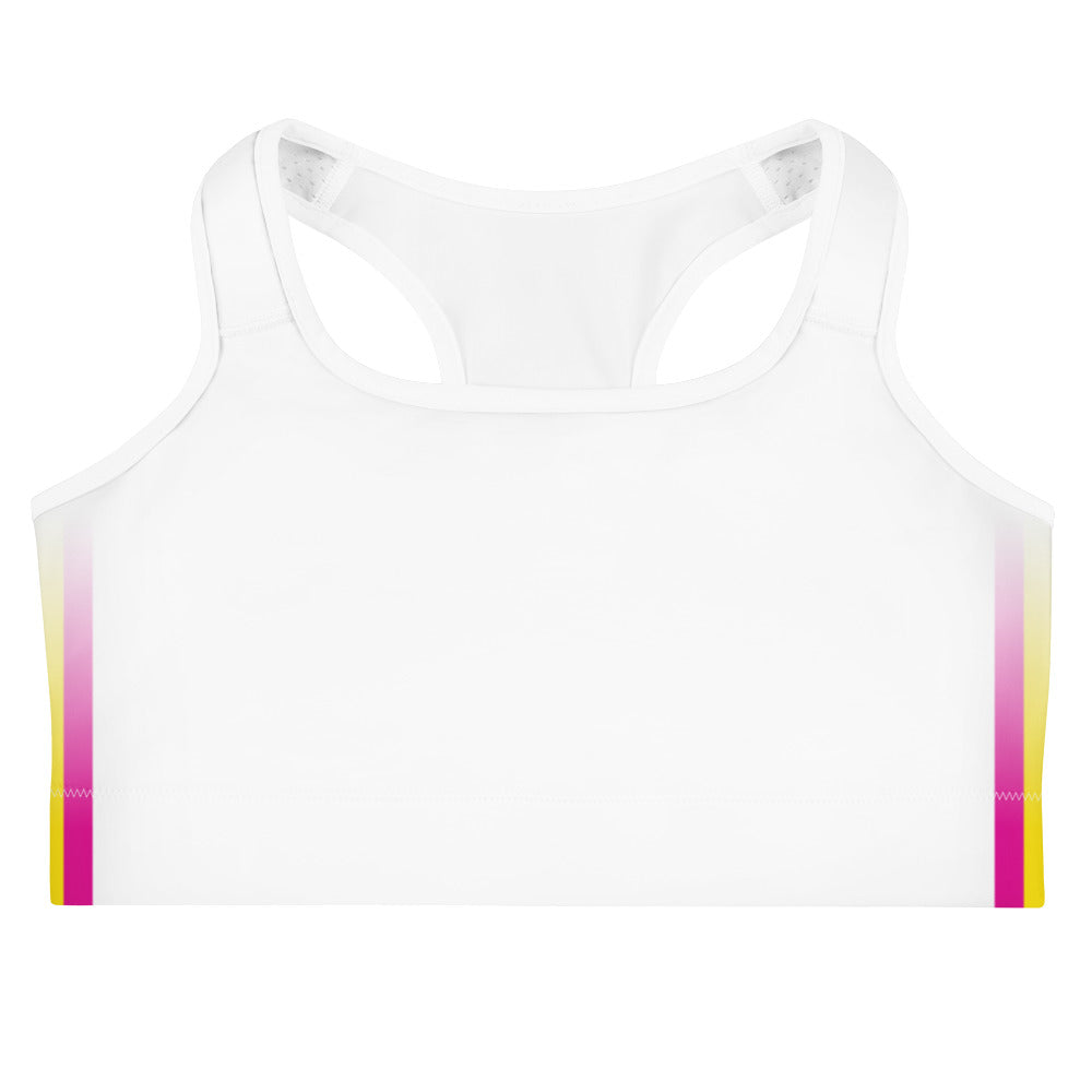 Pansexual Pride Flag Side Fade White Sports Bra Sports Bras The Rainbow Stores