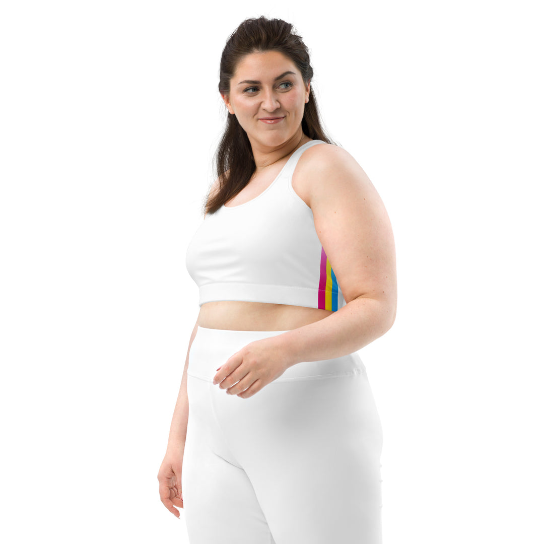 Pansexual Pride Flag Side Fade White Sports Bra Sports Bras The Rainbow Stores