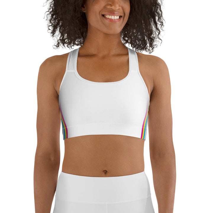 Pansexual Pride Flag Side Fade White Sports Bra Sports Bras The Rainbow Stores