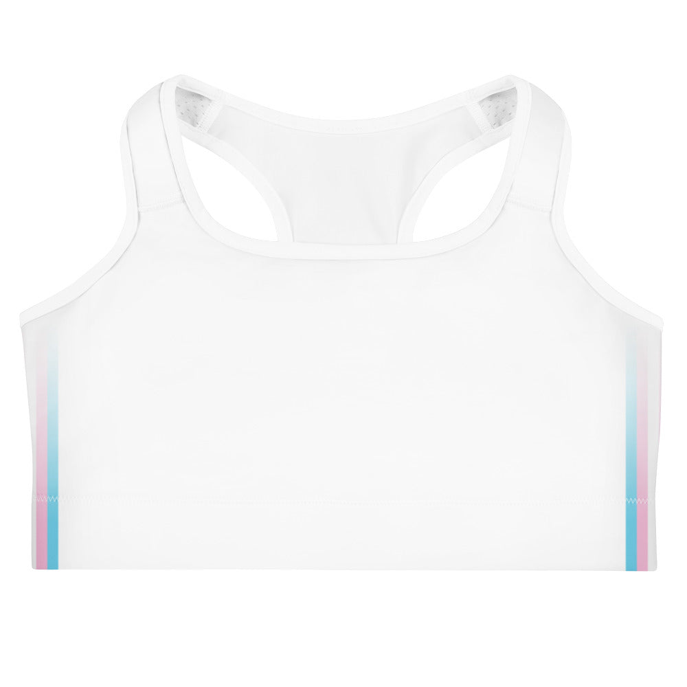 Trans Pride Flag Side Fade White Sports Bra Sports Bras The Rainbow Stores