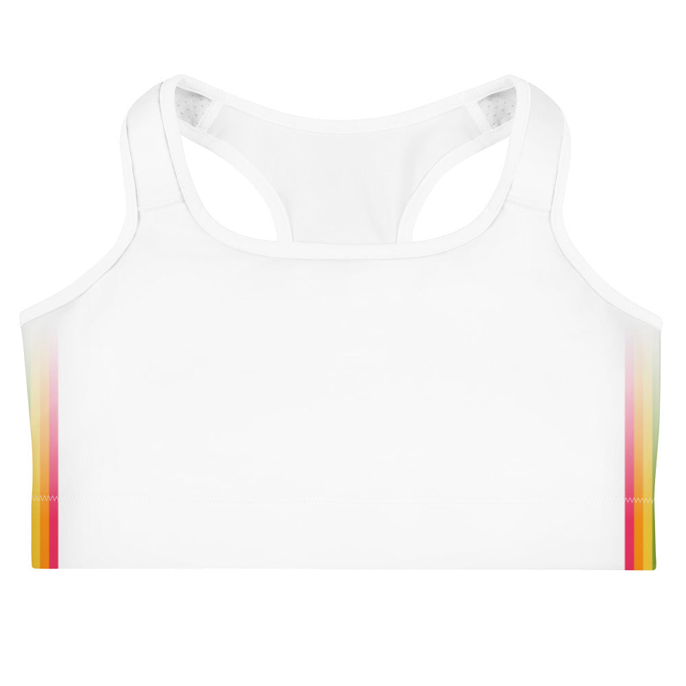 Rainbow Pride Flag Side Fade White Sports Bra Sports Bras The Rainbow Stores