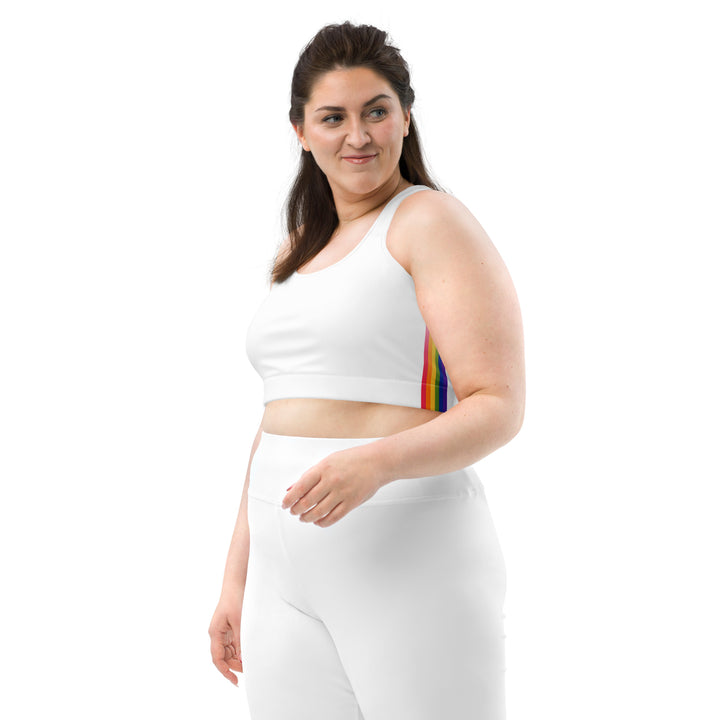 Rainbow Pride Flag Side Fade White Sports Bra Sports Bras The Rainbow Stores