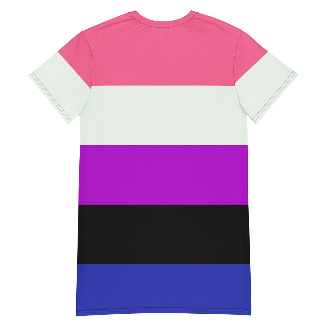 Gender Fluid Pride Flag T-shirt Dress Dresses The Rainbow Stores