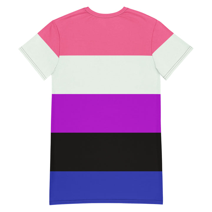 Gender Fluid Pride Flag T-shirt Dress Dresses The Rainbow Stores