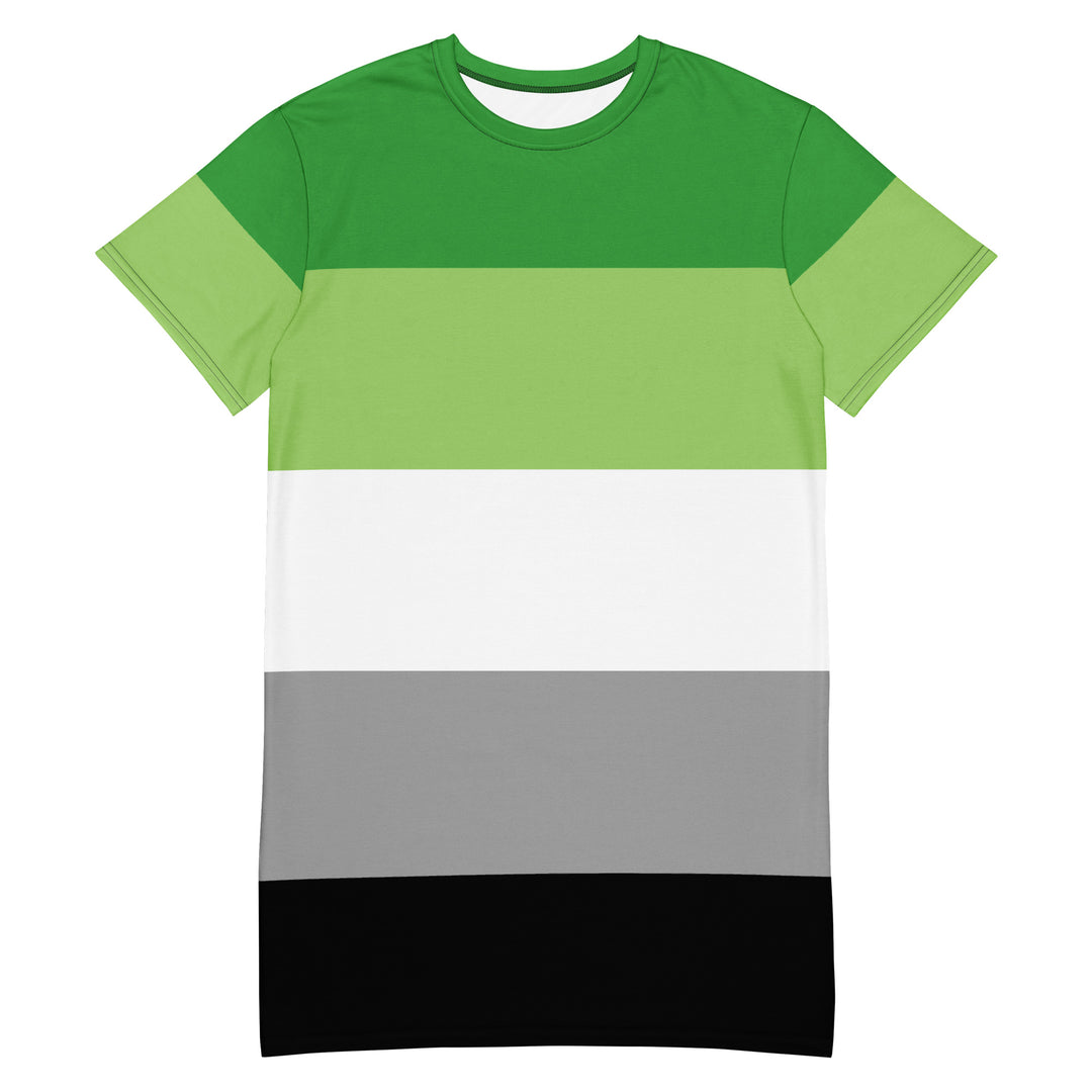 Aromantic Pride Flag T-shirt Dress Dresses The Rainbow Stores
