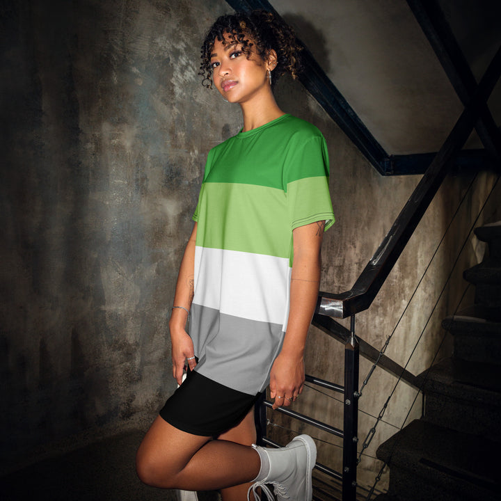 Aromantic Pride Flag T-shirt Dress Dresses The Rainbow Stores
