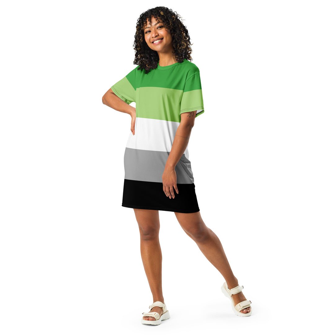 Aromantic Pride Flag T-shirt Dress Dresses The Rainbow Stores
