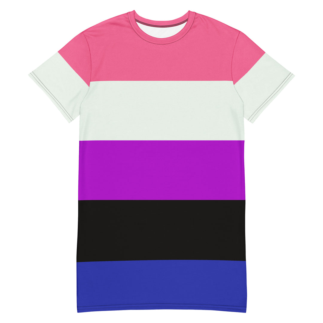 Gender Fluid Pride Flag T-shirt Dress Dresses The Rainbow Stores