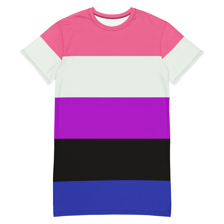 Gender Fluid Pride Flag T-shirt Dress Dresses The Rainbow Stores