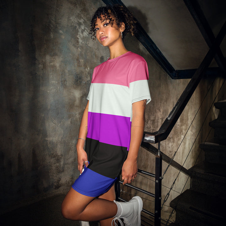 Gender Fluid Pride Flag T-shirt Dress Dresses The Rainbow Stores