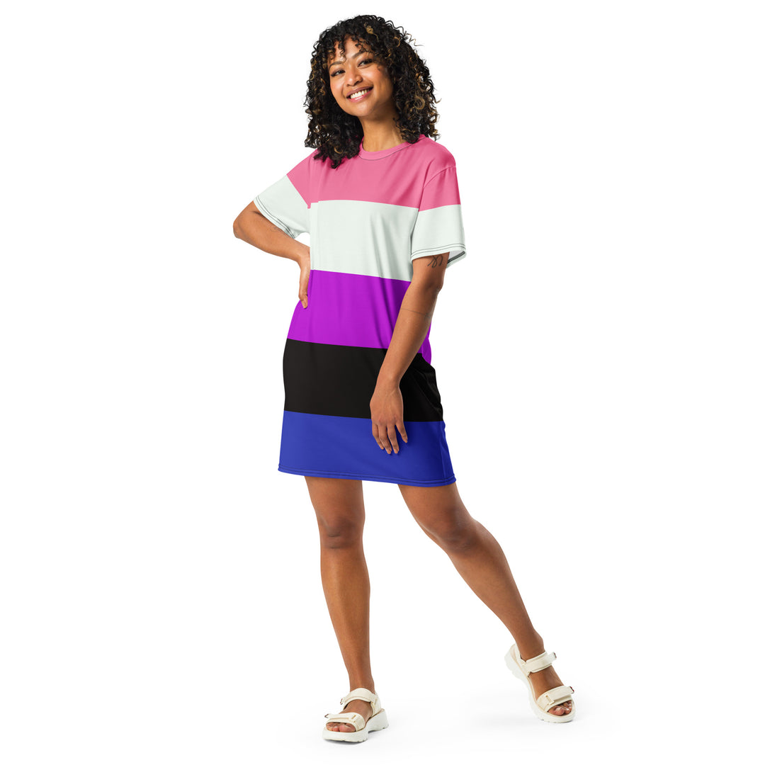 Gender Fluid Pride Flag T-shirt Dress Dresses The Rainbow Stores