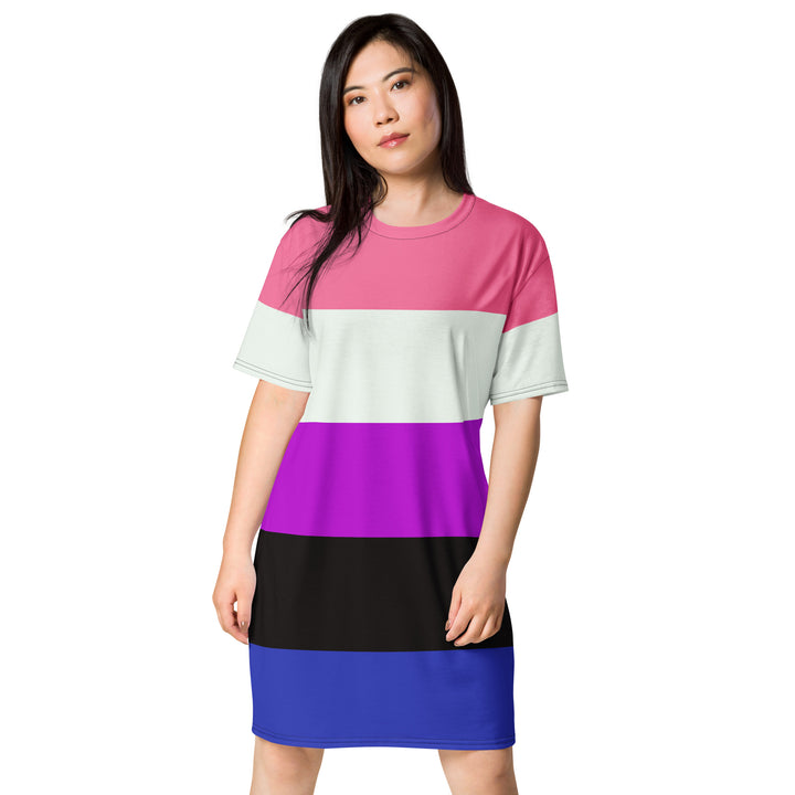 Gender Fluid Pride Flag T-shirt Dress Dresses The Rainbow Stores