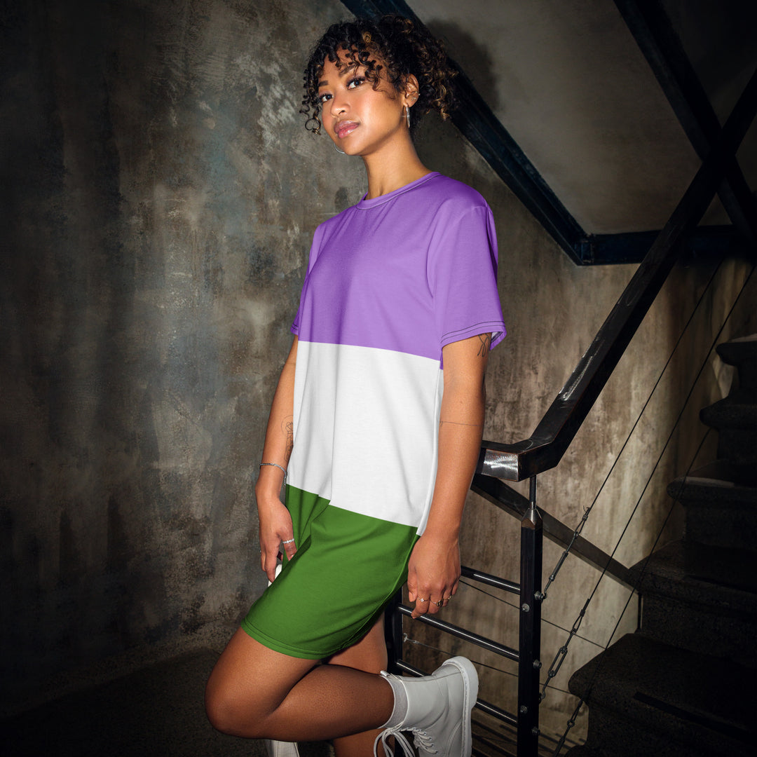 Genderqueer Pride Flag T-shirt Dress Dresses The Rainbow Stores