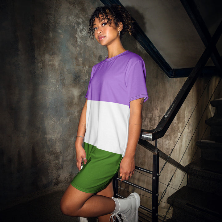 Genderqueer Pride Flag T-shirt Dress Dresses The Rainbow Stores