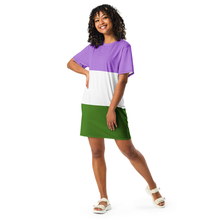Genderqueer Pride Flag T-shirt Dress Dresses The Rainbow Stores