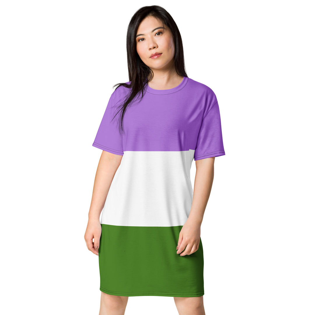 Genderqueer Pride Flag T-shirt Dress Dresses The Rainbow Stores